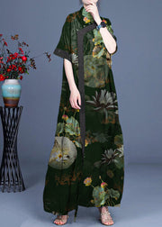 Classy Blue Print Patchwork Oriental Long Dress Summer