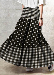 Handmade Casual Red polka dots Patchwork Ruffled Skirt