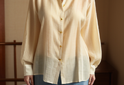 Summer yellow breathable loose linen shirt