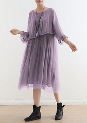 2024 Purple Tull Maxi dresses patchwork chiffon Summer Dresses