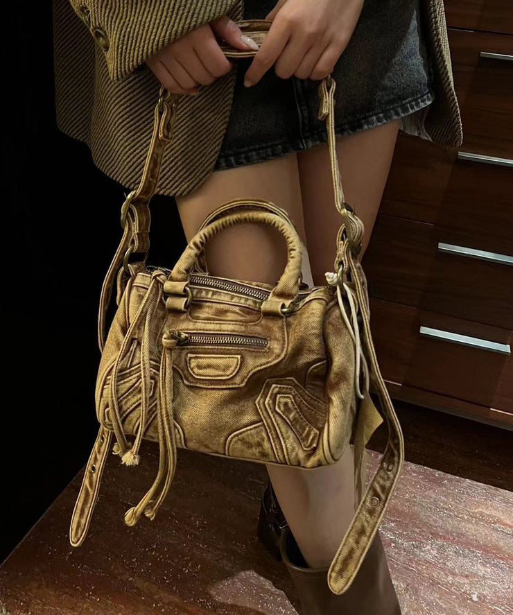 American Style Khaki Denim Carrying Crossbody Bag