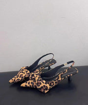 American Style Leopard Bow Pointed Toe Sandals