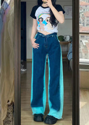 American Style Tie Dye High Waist Denim Straight Pants Fall