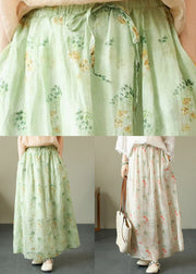 Apricot Lace Up Pockets Cotton Skirts High Waist