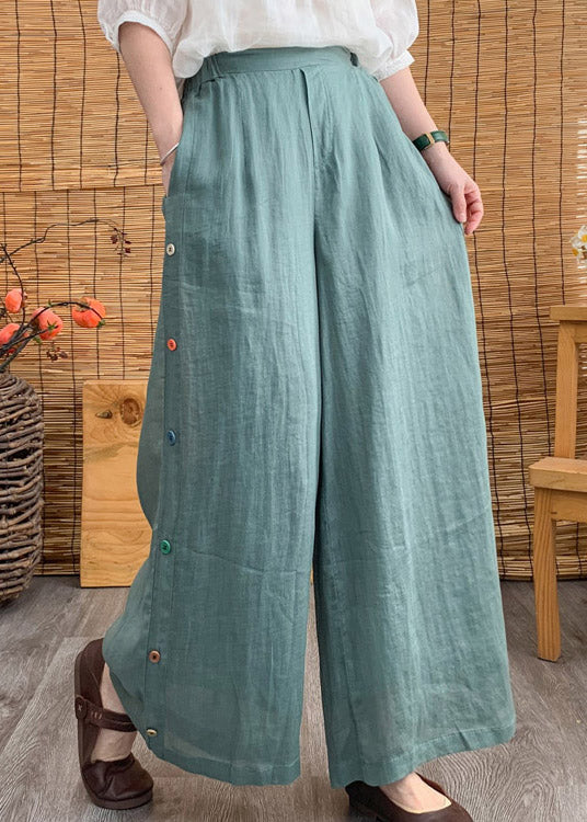 Aqua High Waist Solid Linen Long Pants