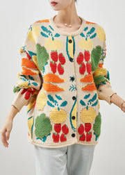 Art Apricot Oversized Jacquard Knit Cardigans Winter