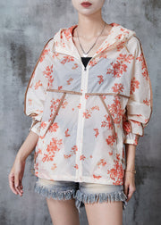 Art Beige Hooded Print Spandex Coats Fall