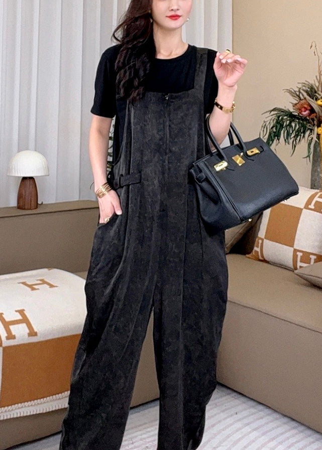 Art Black Oversized Cotton Jumpsuits Two Piece Set Summer