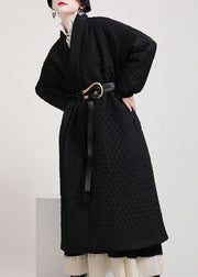 Art Black Oversized Side Open Fine Cotton Filled Puffers Coats Winter