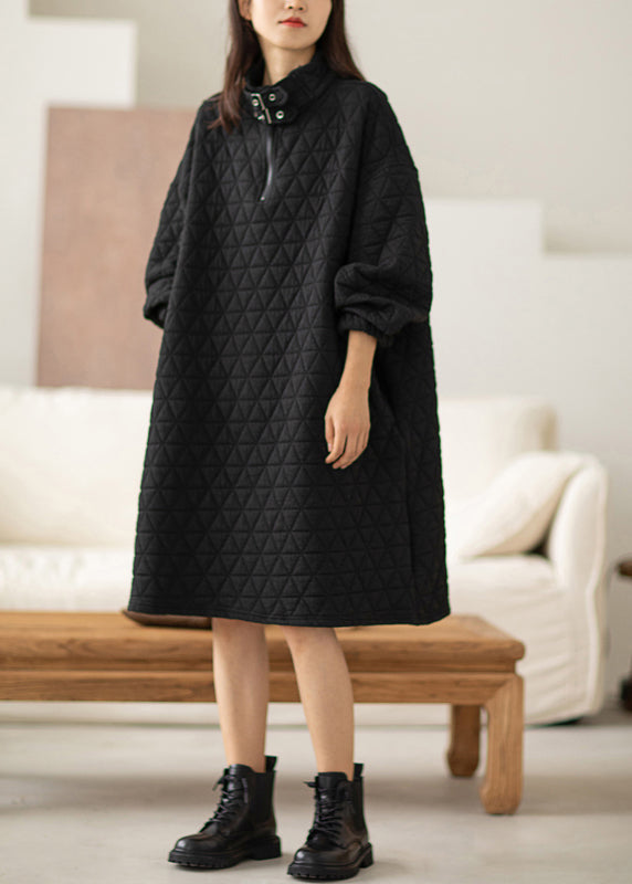 Art Black Oversized Thick Cotton Vacation Dresses Spring