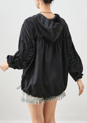 Art Black Oversized Wrinkled Cotton Sweatshirts Top Fall