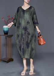 Art Blackish Green Oversized Tie Dye Vacation Dresses Fall