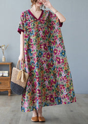 Art Blue Print Patchwork Cozy Long Dresses Summer