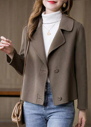 Art Brown Button Woolen Coat Spring