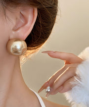 Art Champagne Alloy Pearl Stud Earrings