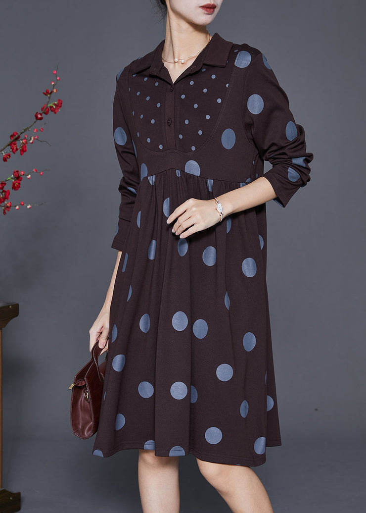 Art Chocolate Peter Pan Collar Print Cotton Maxi Dresses Spring