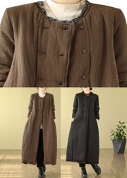 Art Coffee Pockets Button Long Parka Winter