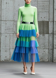 Art Colorblock Exra Large Hem Layered Tulle Skirts Summer