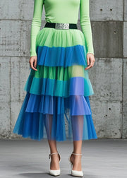 Art Colorblock Exra Large Hem Layered Tulle Skirts Summer