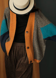 Art Colorblock Oversized Patchwork Knit Cardigan Winter