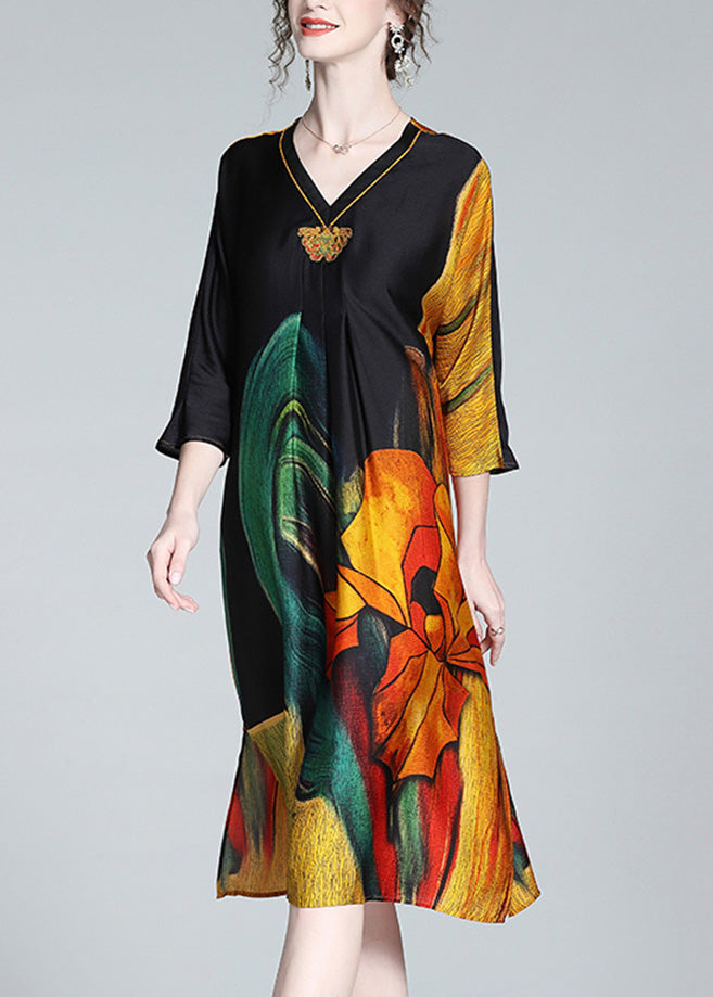 Art Embroideried Print Side Open Maxi Dress Spring