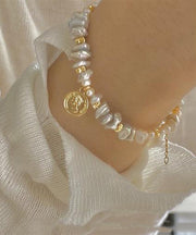 Art Gold Hand Pearl Small Bits Of Silver Charm Bracelet