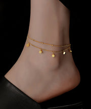 Art Gold Stainless Steel Overgild Bilayer Tassel Anklet Bracelet