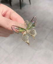 Art Gradient Color Crystal Butterfly Hollowed Out Brooches