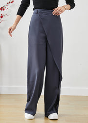 Art Grey Asymmetrical Draping Spandex Wide Leg Pants Fall