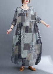 Art Grey Oversized Plaid Exra Large Hem Cotton Holiday Dress Spring