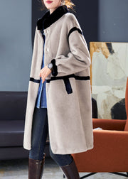 Art Grey Stand Collar Patchwork Mink Velvet Coats Winter