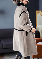 Art Grey Stand Collar Patchwork Mink Velvet Coats Winter