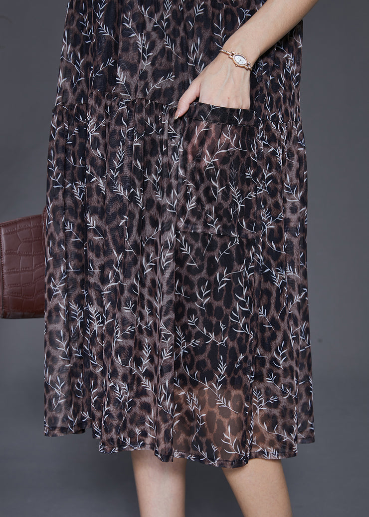 Art Leopard Print Exra Large Hem Chiffon Dress Summer