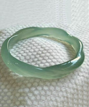 Art Light Green Chalcedony Agate Bangle