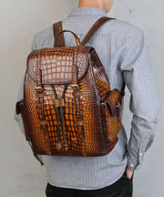 Art Mixed Color Large Capacity Genuine Crocodile Skin Backpack Bag