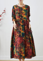 Art Mulberry Cinched Print Cotton Long Dress Spring