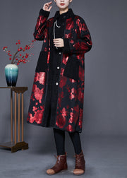 Art Mulberry Print Oversized Fleece Wool Lined Coats Winter