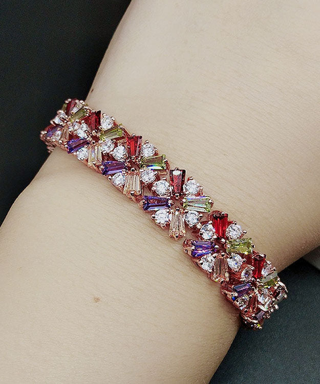 Art Multicolour Crystal Four Leaf Clover Zircon Bangle