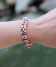 Art Multicolour Crystal Four Leaf Clover Zircon Bangle