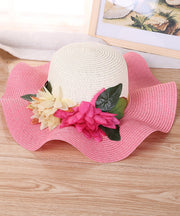 Art Orange Floral Straw Woven Floppy Sun Hat