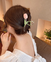 Art Pink Alloy Floral Hairpin