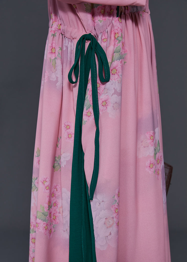 Art Pink Cinched Patchwork Print Cotton Dress Summer