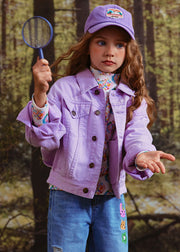 Art Purple Peter Pan Collar Patchwork Kids Coat Fall