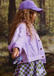 Art Purple Peter Pan Collar Patchwork Kids Coat Fall