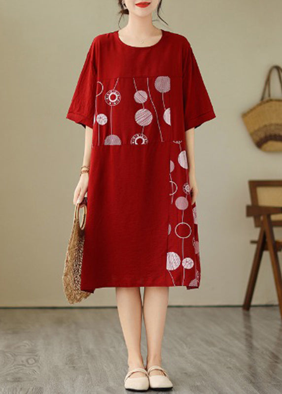 Art Red Dot Patchwork Maxi Dress Summer