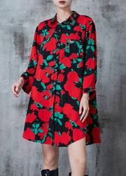 Art Red Oversized Print Comfortable Cotton Dress Summer