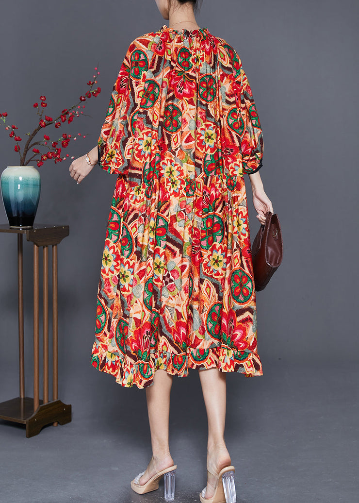 Art Red Oversized Print Exra Large Hem Robe Dresses Summer