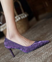 Art Splicing Stiletto High Heels Purple Pointed Toe