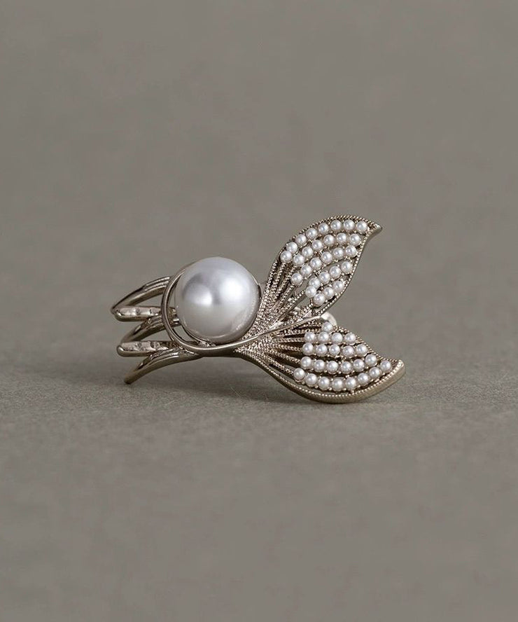 Art White Alloy Pearl Mermaid Hairpin