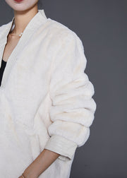 Art White Oversized Warm Fuzzy Fur Fluffy Coats Winter